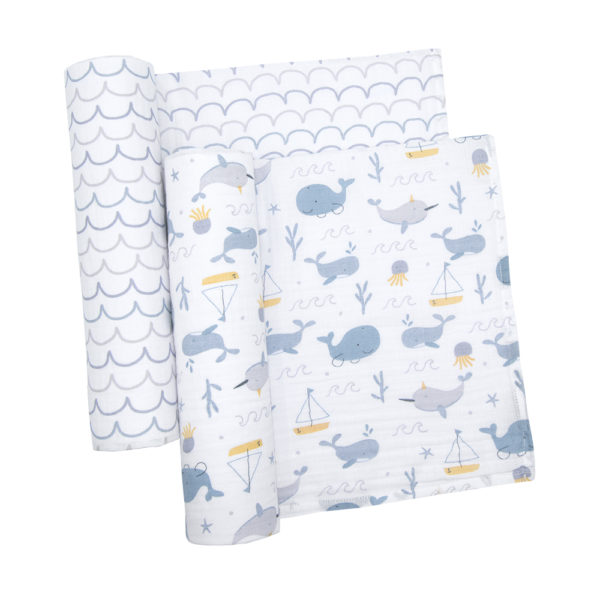 2 pack Muslin Wraps Whale of a Time